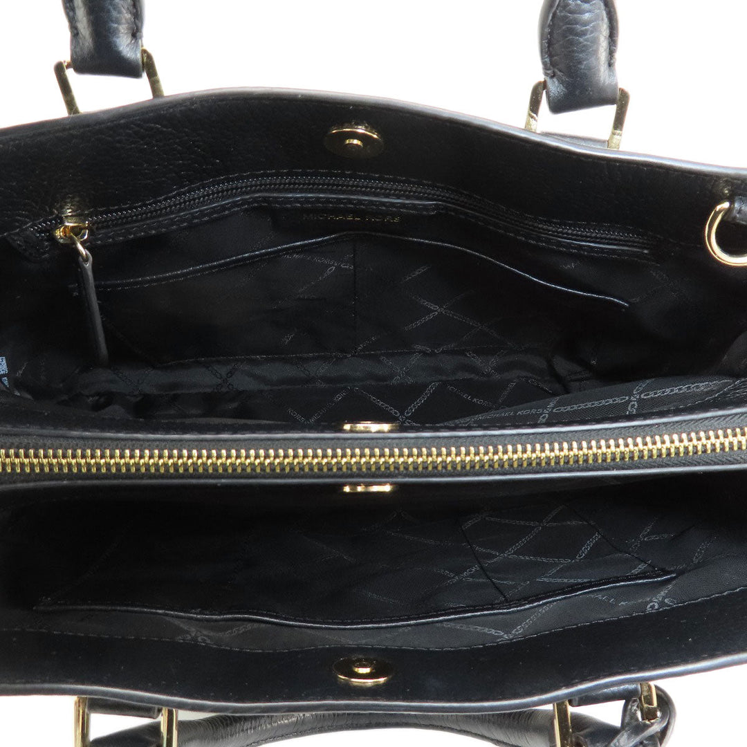 MICHAEL KORS Tote Bag leather black logoMetal 2WAY Women Used Authentic