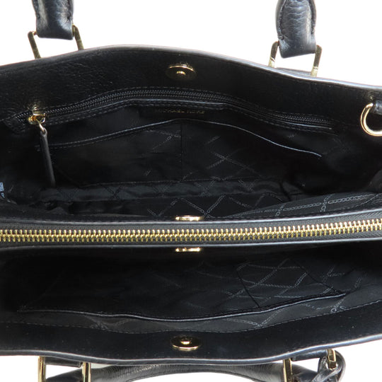 MICHAEL KORS Tote Bag leather black logoMetal 2WAY Women Used Authentic