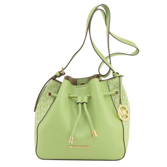 MICHAEL KORS Shoulder Bag PVC green MK signature Women Used Authentic