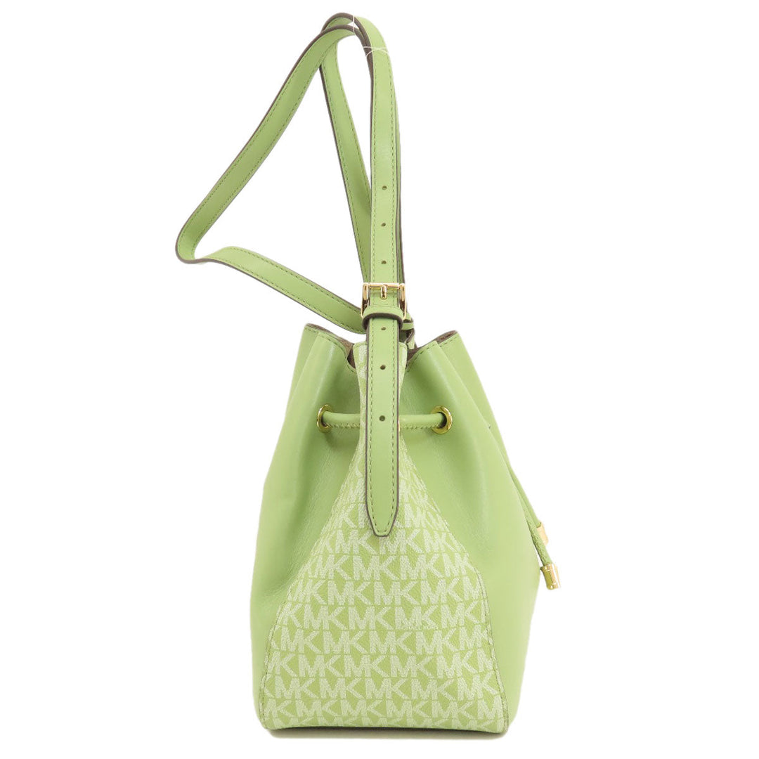 MICHAEL KORS Shoulder Bag PVC green MK signature Women Used Authentic