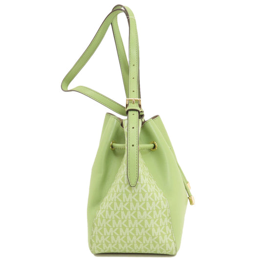 MICHAEL KORS Shoulder Bag PVC green MK signature Women Used Authentic