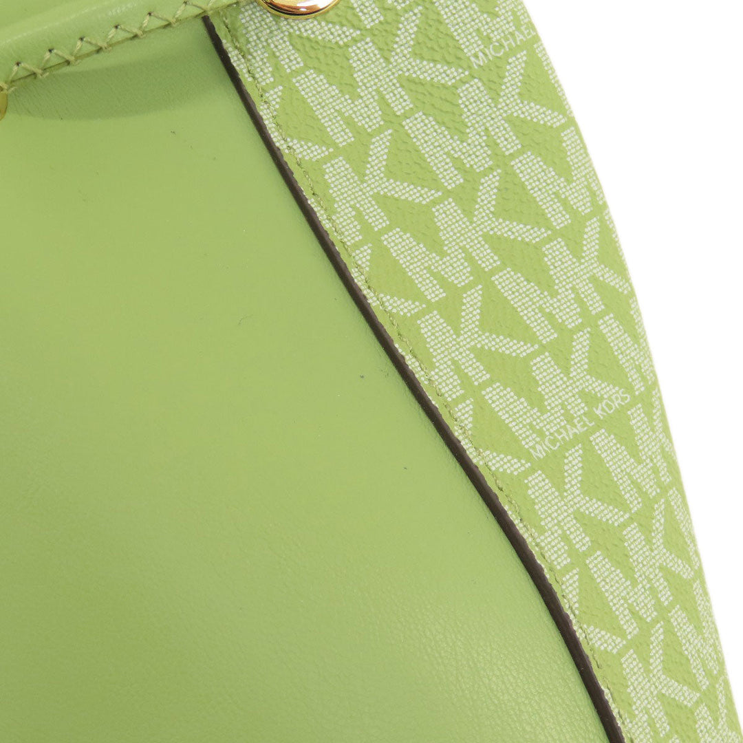 MICHAEL KORS Shoulder Bag PVC green MK signature Women Used Authentic