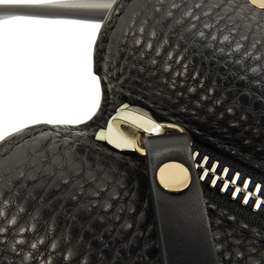 BURBERRY Tote Bag leather black logo Women Used Authentic