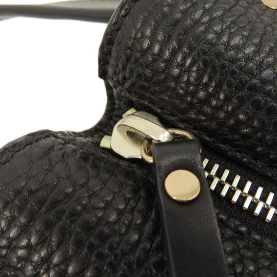 BURBERRY Tote Bag leather black logo Women Used Authentic