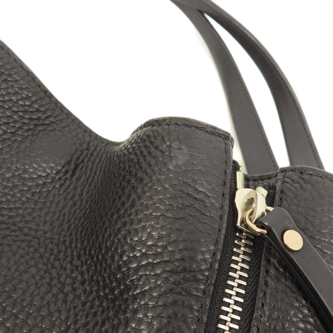 BURBERRY Tote Bag leather black logo Women Used Authentic