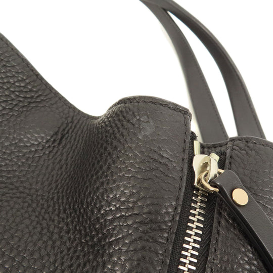 BURBERRY Tote Bag leather black logo Women Used Authentic