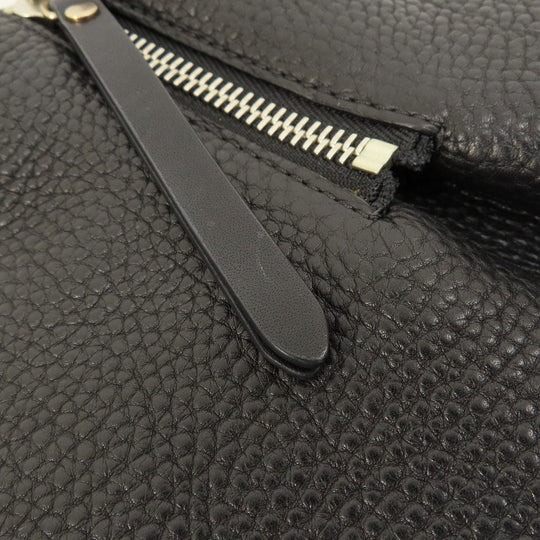 BURBERRY Tote Bag leather black logo Women Used Authentic