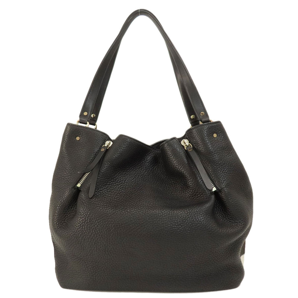 BURBERRY Tote Bag leather black logo Women Used Authentic