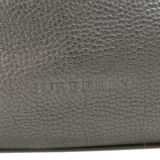 BURBERRY Tote Bag leather black logo Women Used Authentic