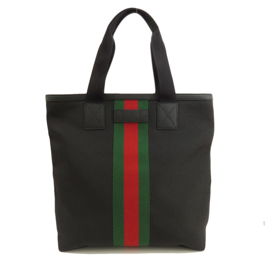 GUCCI Tote Bag 631245 canvas black Sherry line outlet Women Used Authentic