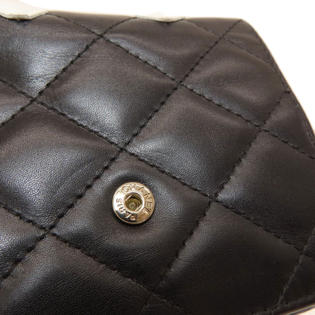 CHANEL Bifold Wallet Calfskin black Cambon Line SilverMetal