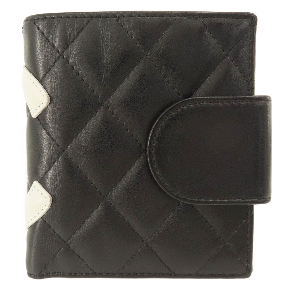CHANEL Bifold Wallet Calfskin black Cambon Line SilverMetal