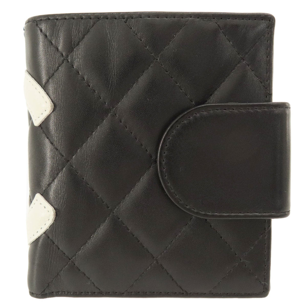 CHANEL Bifold Wallet Calfskin black Cambon Line SilverMetal