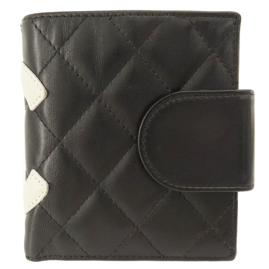 CHANEL Bifold Wallet Calfskin black Cambon Line SilverMetal