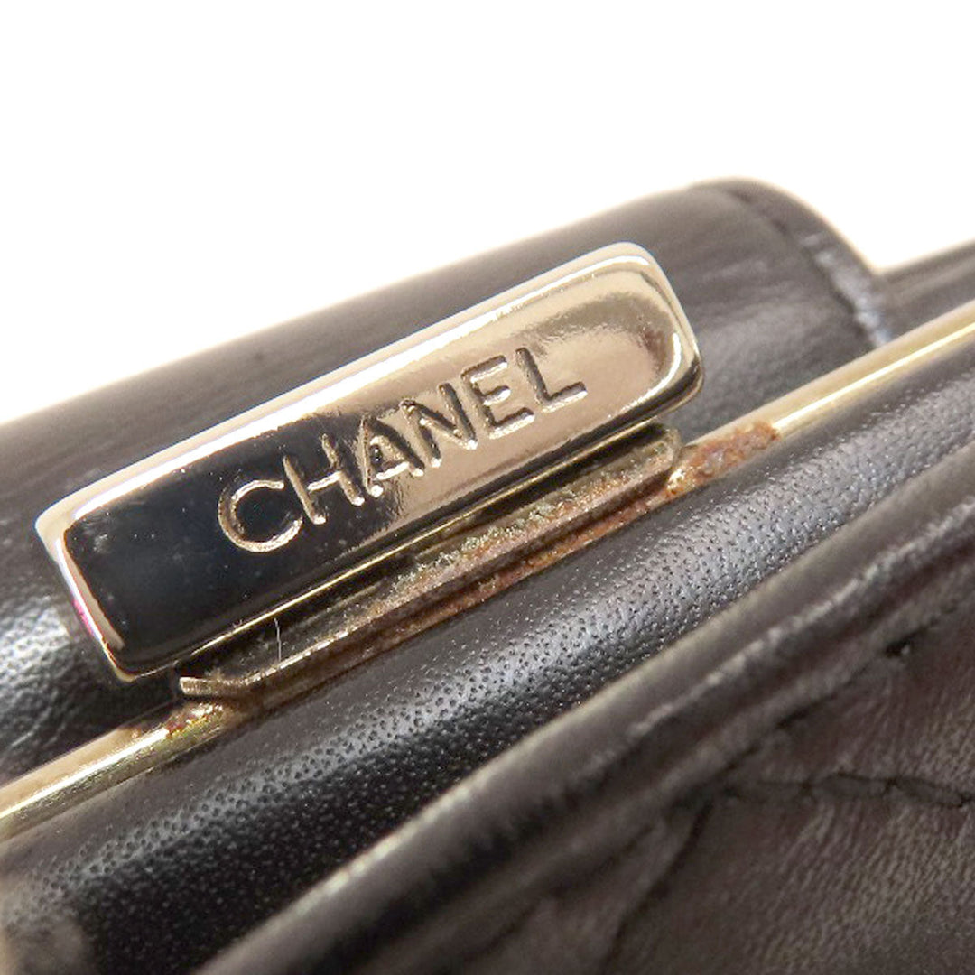 CHANEL Bifold Wallet Calfskin black Cambon Line SilverMetal
