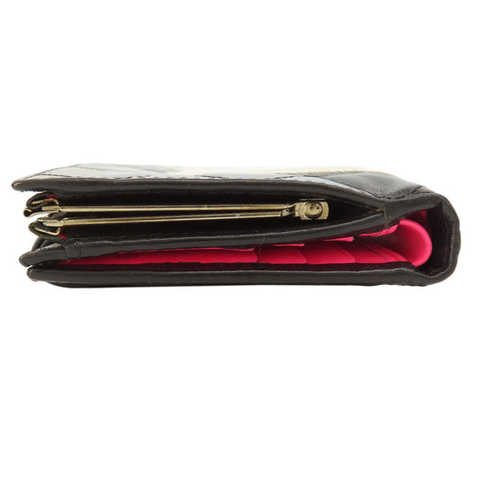 CHANEL Bifold Wallet Calfskin black Cambon Line SilverMetal
