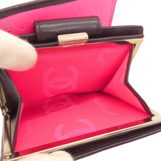 CHANEL Bifold Wallet Calfskin black Cambon Line SilverMetal