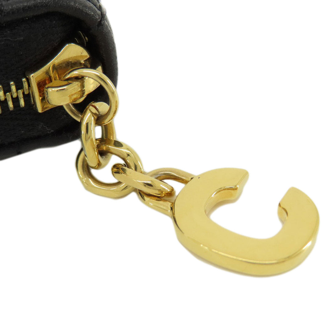 CELINE Long Wallet Purse leather black C charm