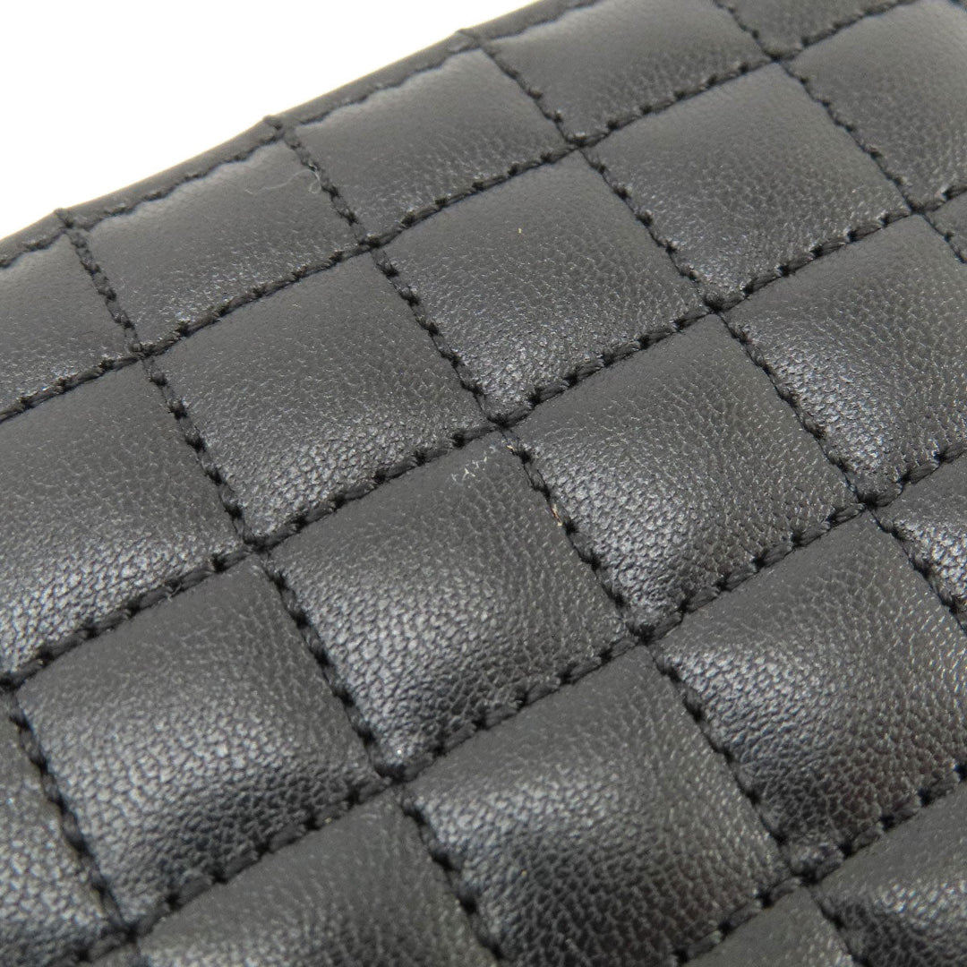 CELINE Long Wallet Purse leather black C charm