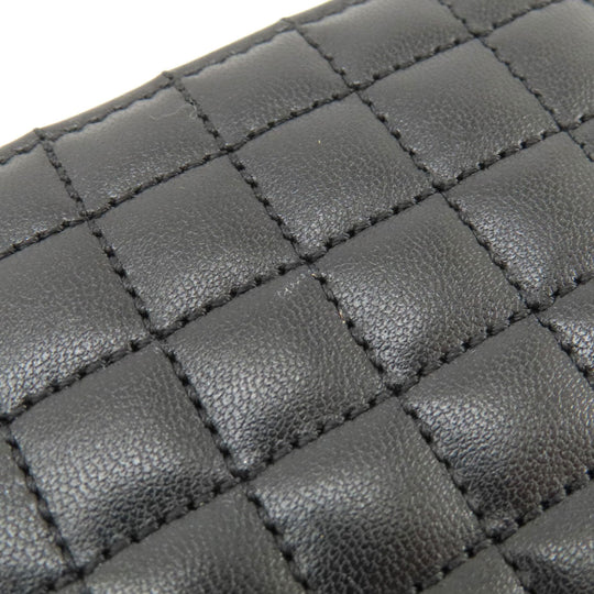 CELINE Long Wallet Purse leather black C charm