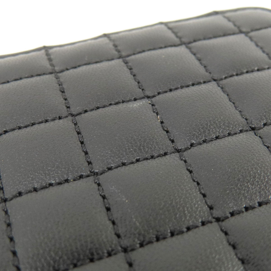 CELINE Long Wallet Purse leather black C charm