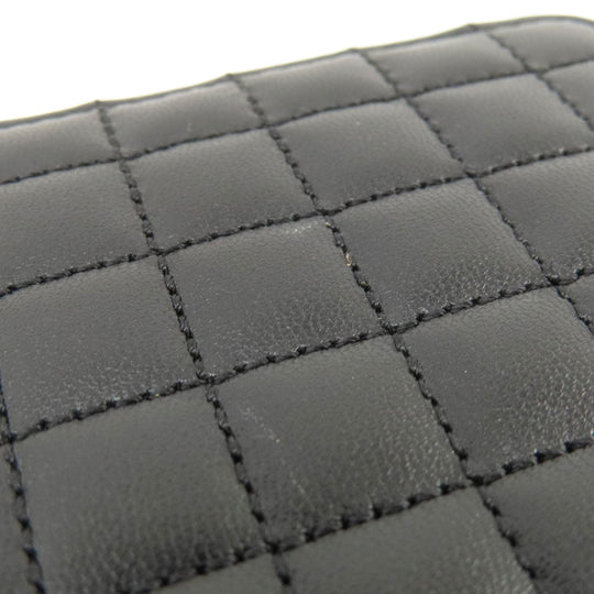 CELINE Long Wallet Purse leather black C charm