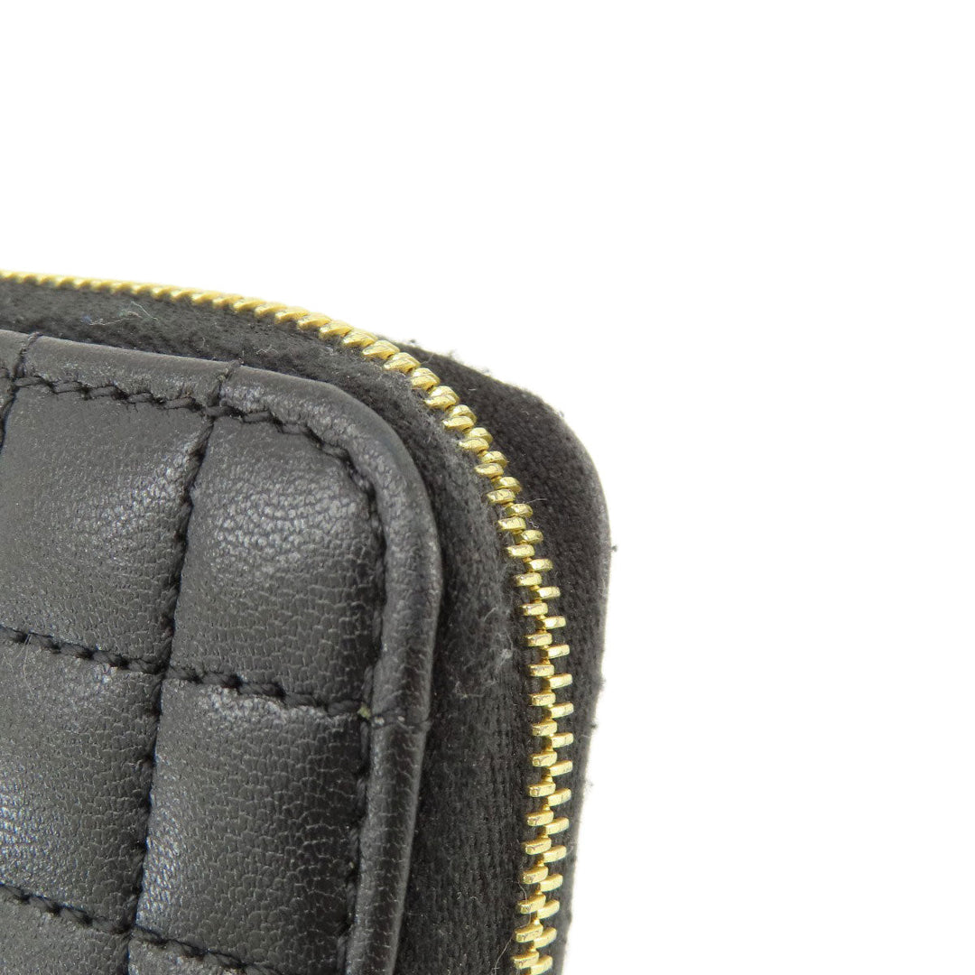 CELINE Long Wallet Purse leather black C charm