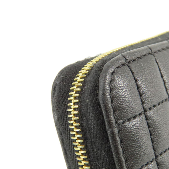 CELINE Long Wallet Purse leather black C charm