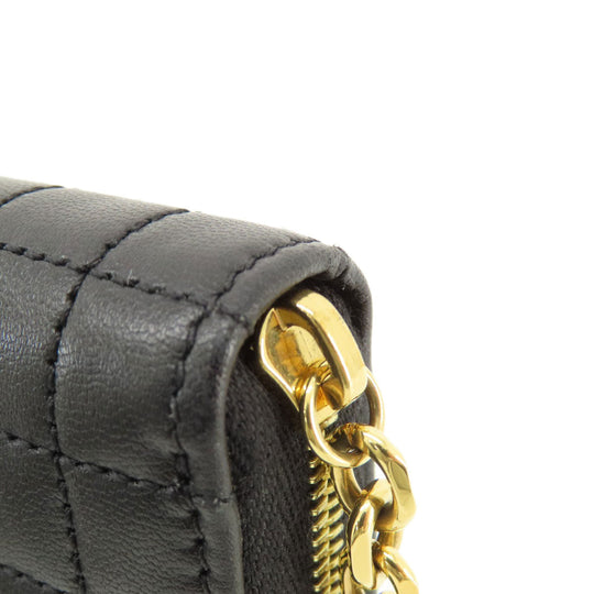 CELINE Long Wallet Purse leather black C charm
