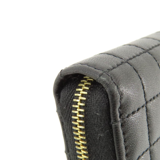 CELINE Long Wallet Purse leather black C charm