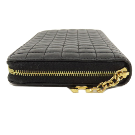CELINE Long Wallet Purse leather black C charm
