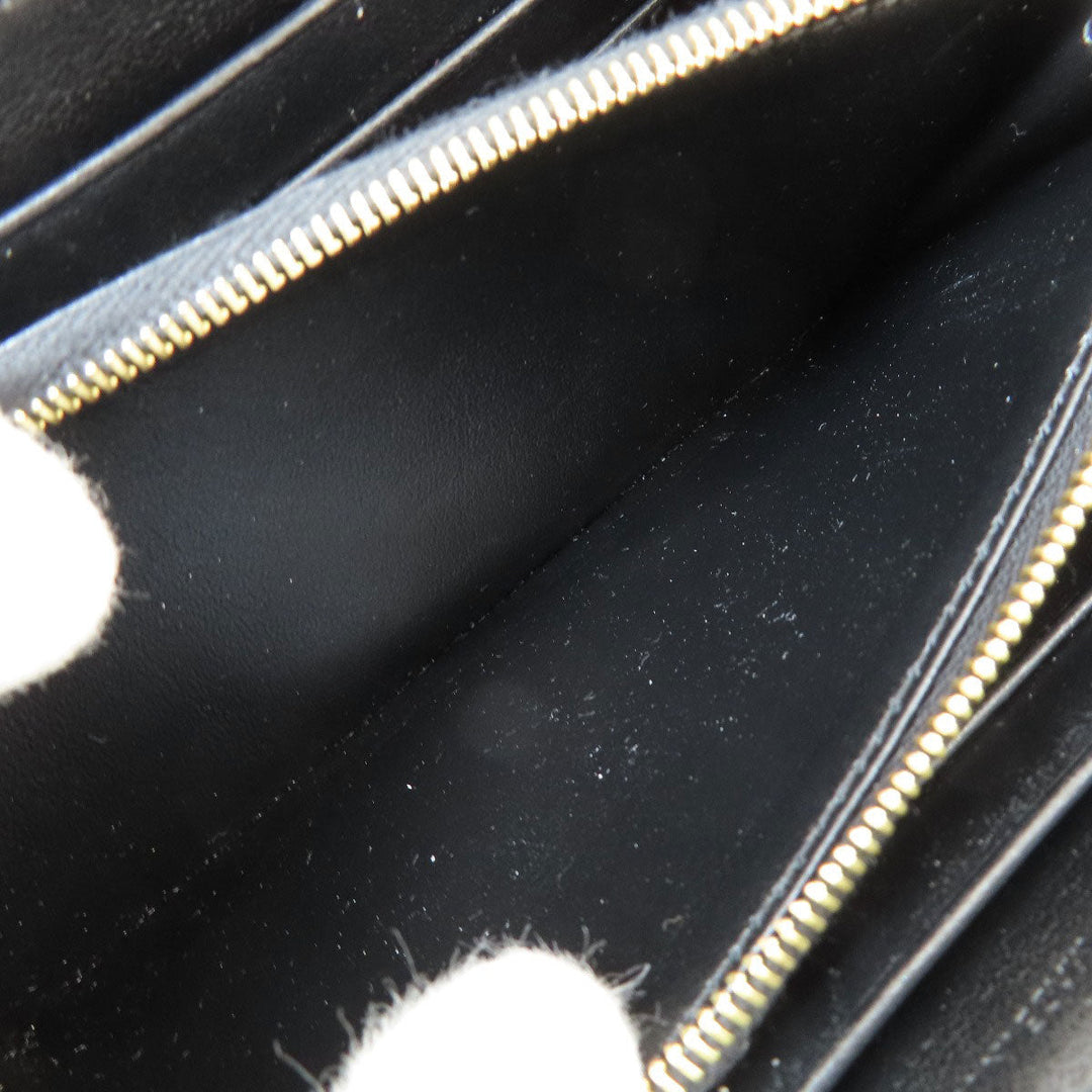 CELINE Long Wallet Purse leather black C charm