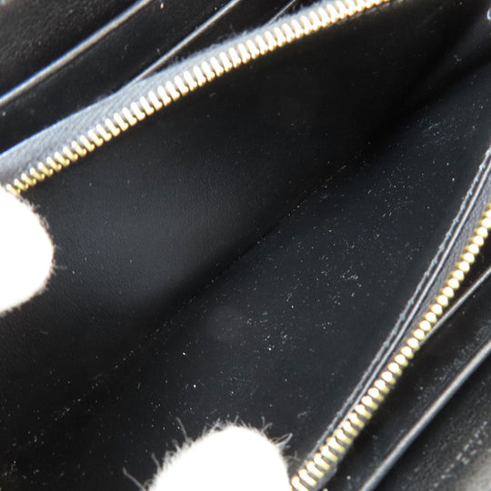 CELINE Long Wallet Purse leather black C charm