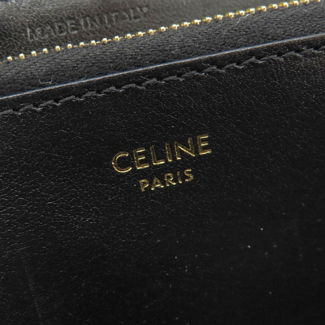 CELINE Long Wallet Purse leather black C charm