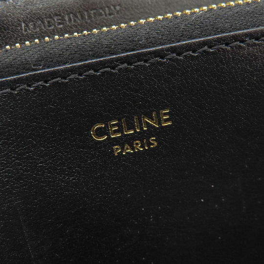 CELINE Long Wallet Purse leather black C charm