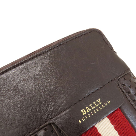 BALLY Shoulder Bag leather Brown Barry Stripe mens Used Authentic