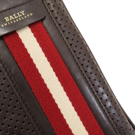 BALLY Shoulder Bag leather Brown Barry Stripe mens Used Authentic