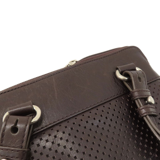 BALLY Shoulder Bag leather Brown Barry Stripe mens Used Authentic