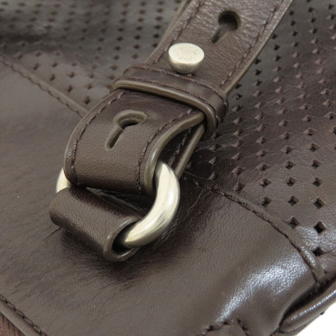 BALLY Shoulder Bag leather Brown Barry Stripe mens Used Authentic