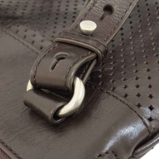 BALLY Shoulder Bag leather Brown Barry Stripe mens Used Authentic