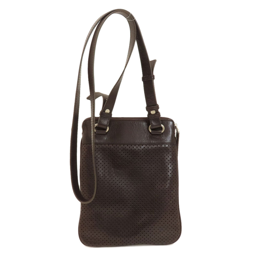 BALLY Shoulder Bag leather Brown Barry Stripe mens Used Authentic