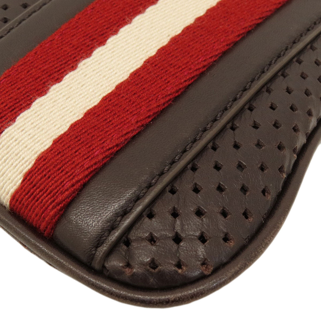 BALLY Shoulder Bag leather Brown Barry Stripe mens Used Authentic