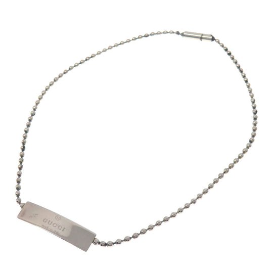 GUCCI bracelet SV Silver Ball Chain logo Women Used Authentic