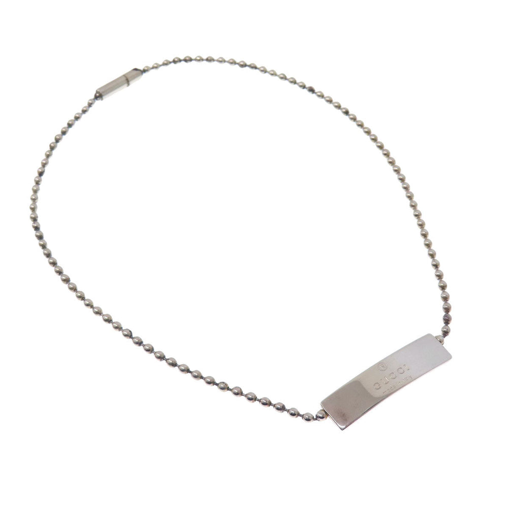 GUCCI bracelet SV Silver Ball Chain logo Women Used Authentic