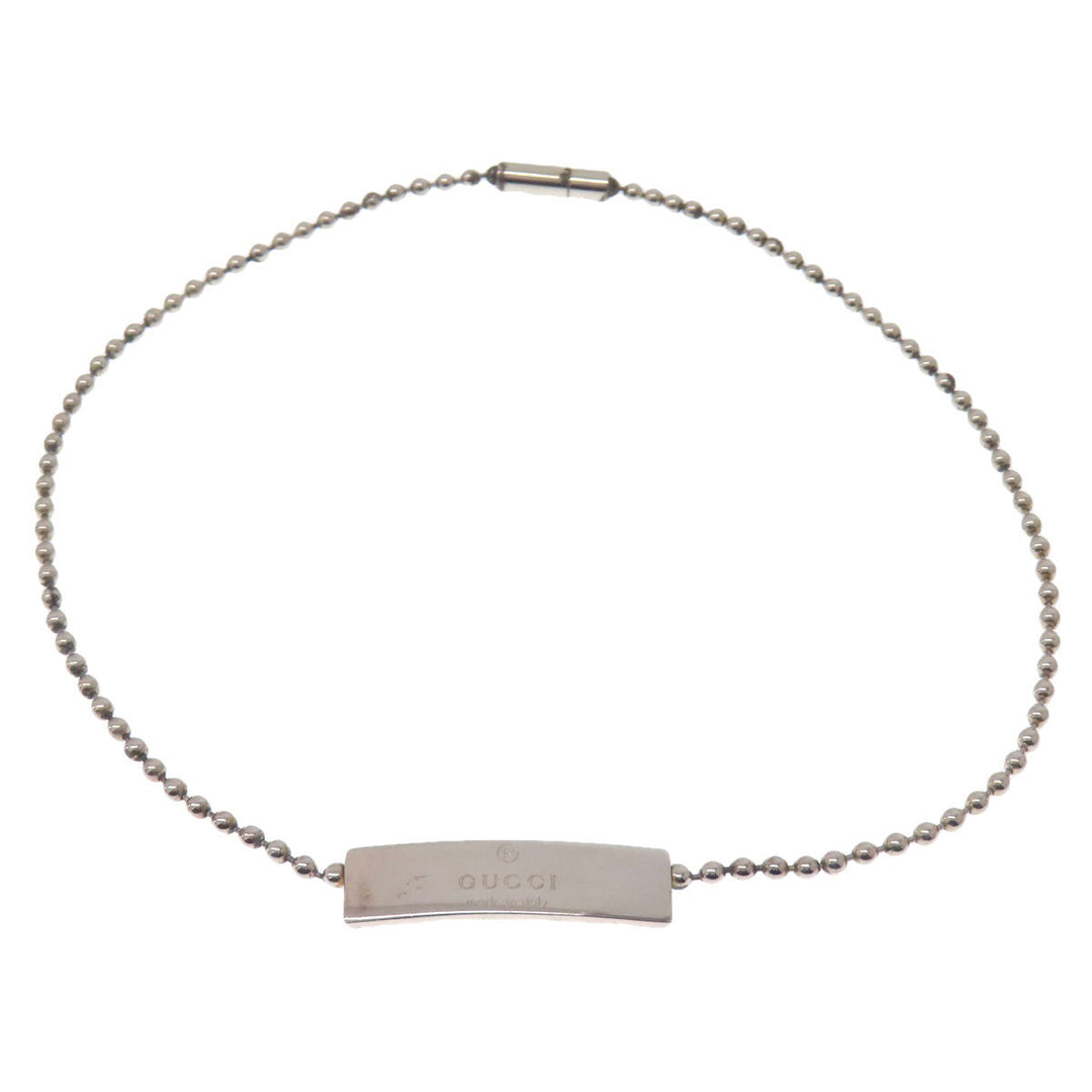 GUCCI bracelet SV Silver Ball Chain logo Women Used Authentic