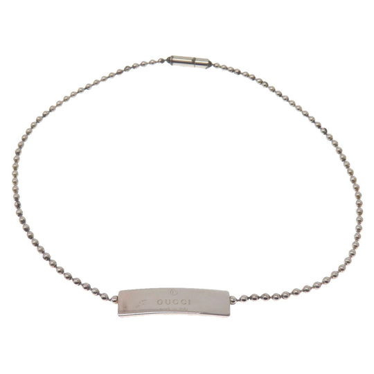GUCCI bracelet SV Silver Ball Chain logo Women Used Authentic