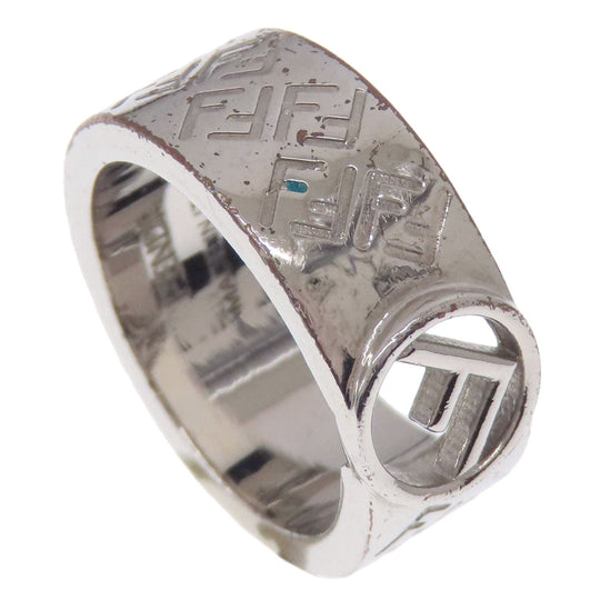 FENDI Ring metallic Silver F is Fendi ZuccaPattern Women Used Authentic