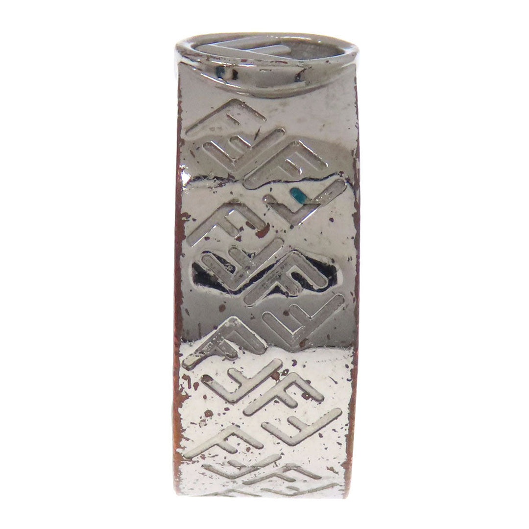 FENDI Ring metallic Silver F is Fendi ZuccaPattern Women Used Authentic