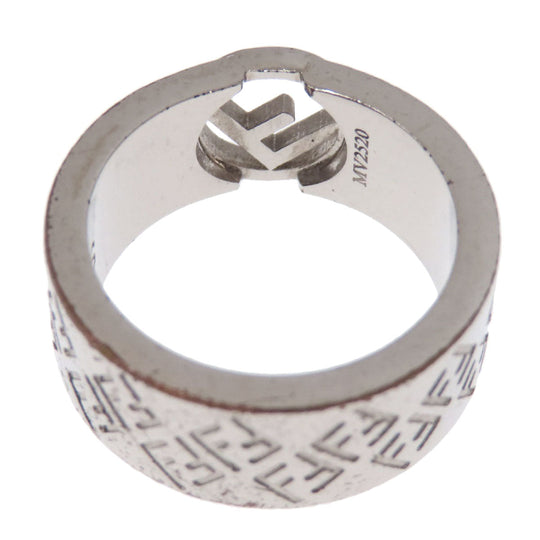 FENDI Ring metallic Silver F is Fendi ZuccaPattern Women Used Authentic