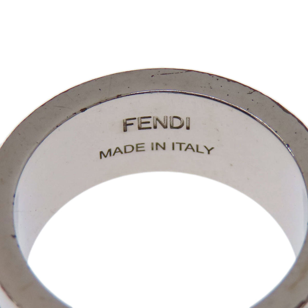 FENDI Ring metallic Silver F is Fendi ZuccaPattern Women Used Authentic